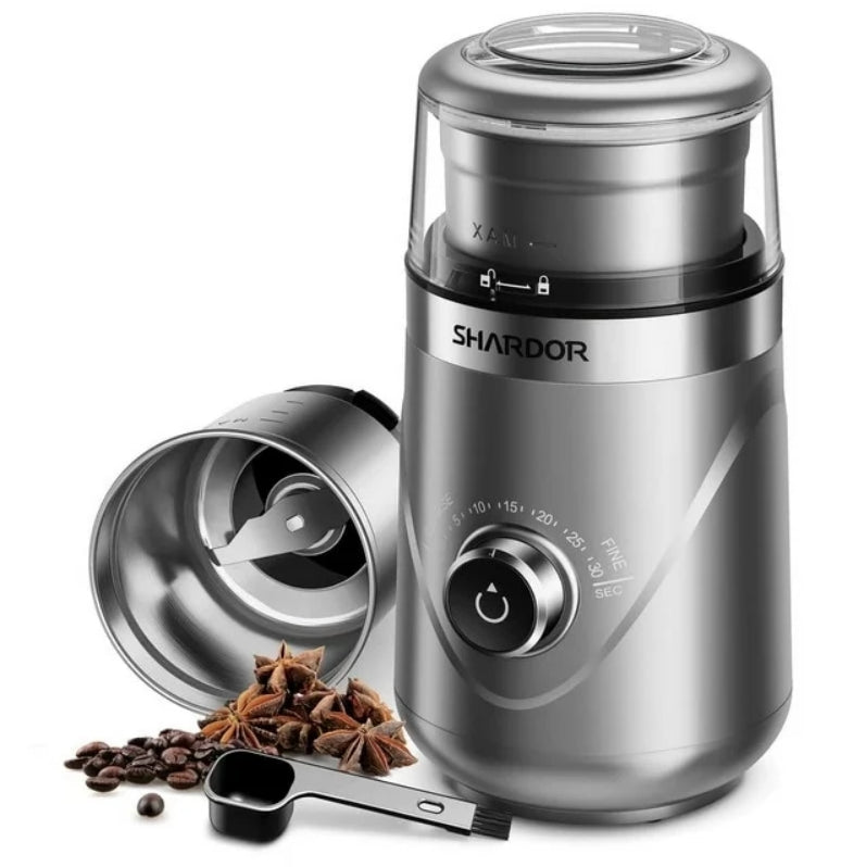 SHARDOR Upgraded Adjustable Coffee Grinder Electric, Herb/Spice Grinder, Espresso Grinder with 1 Removable Stainless Steel Bowl, Sliver, 2.0