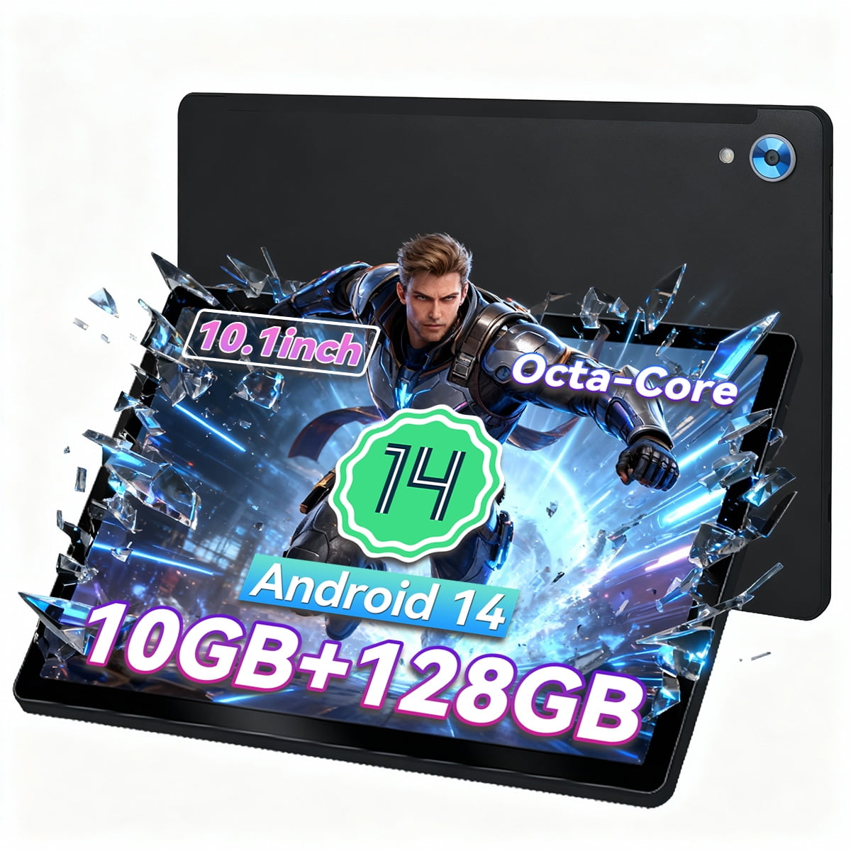 AEEZO 10inch Tablet Android 14 Tablet,Octa-core with 10GB+128GB Tablets, 5MP+8MP Camera,Widevine L1&NETFLIX Bluetooth 5.0 Tablet - Black