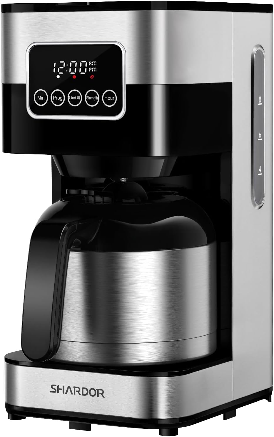 8-Cup Programmable Coffee Maker with Thermal Carafe, Touch Screen Timer, Auto Shut Off & Pause-Serve Feature, Strong Brew Option, Stainless Steel & Black