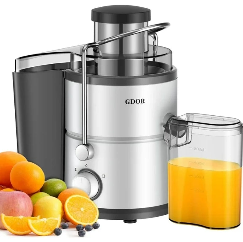 GDOR Juicer with 800W Motor, Juicer Machine with 3” Feed Chute, Dual Speeds Juice Maker for Fruits and Veggies, Anti-Drip Function Centrifugal Juicer, Include Cleaning Brush, BPA-Free, White
