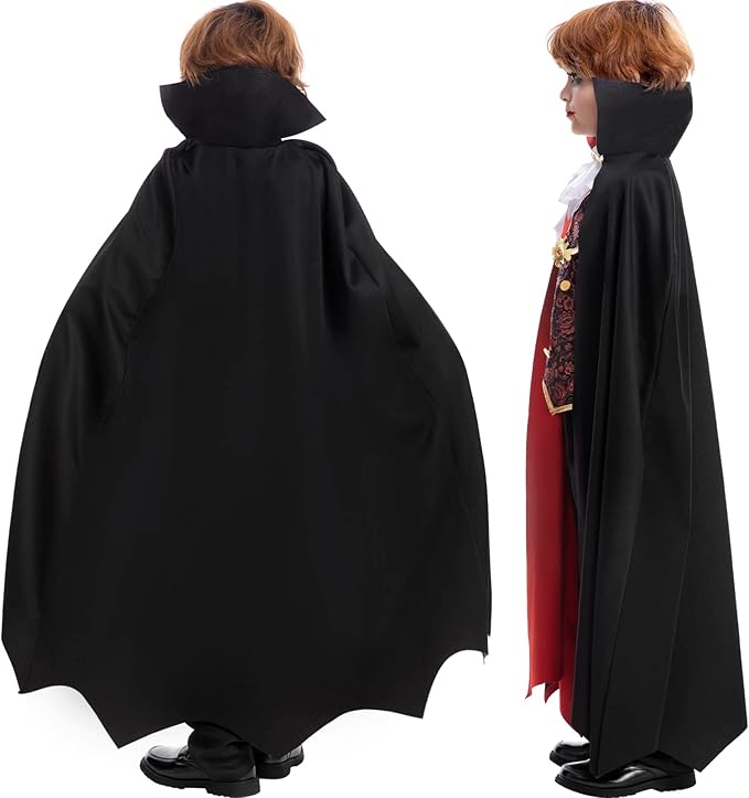 Boys Vampire Costume - Scary Halloween Party, Teeth, Cane & Cosmetic Kit Included