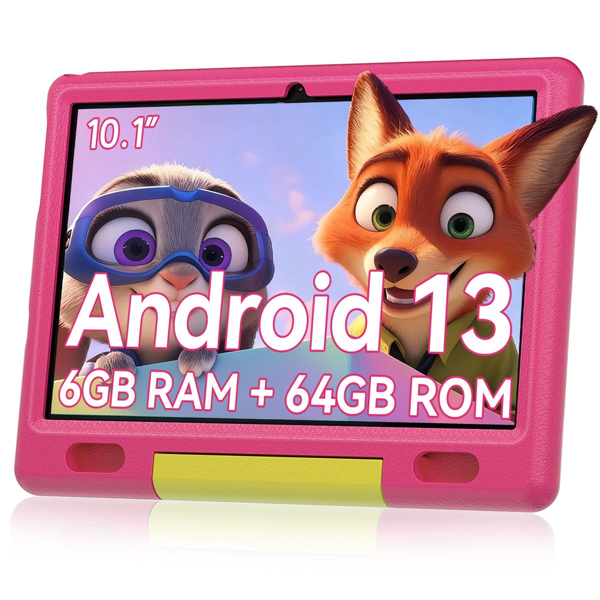 AEEZO 10-inch Kids Tablet with Android 13, HD IPS Display Tablet for Kids, 6GB RAM, 64GB ROM, Quad-Core Processor, Kidoz Pre Installed& Kids Education, Parental Control,-Proof Case (Pink)