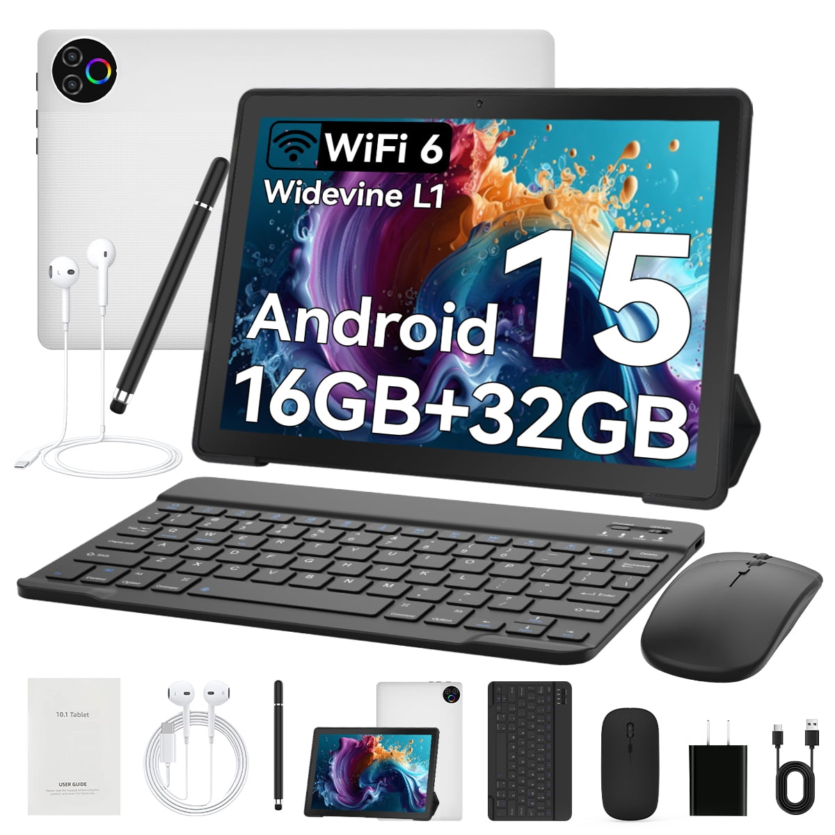 AEEZO Tablet 10 inch Android 13, RAM 2 GB +64GB ROM+1TB Expandable Computer Tablets PC, IPS Screen, 2+5MP Dual Camera, WiFi, BT,Silver