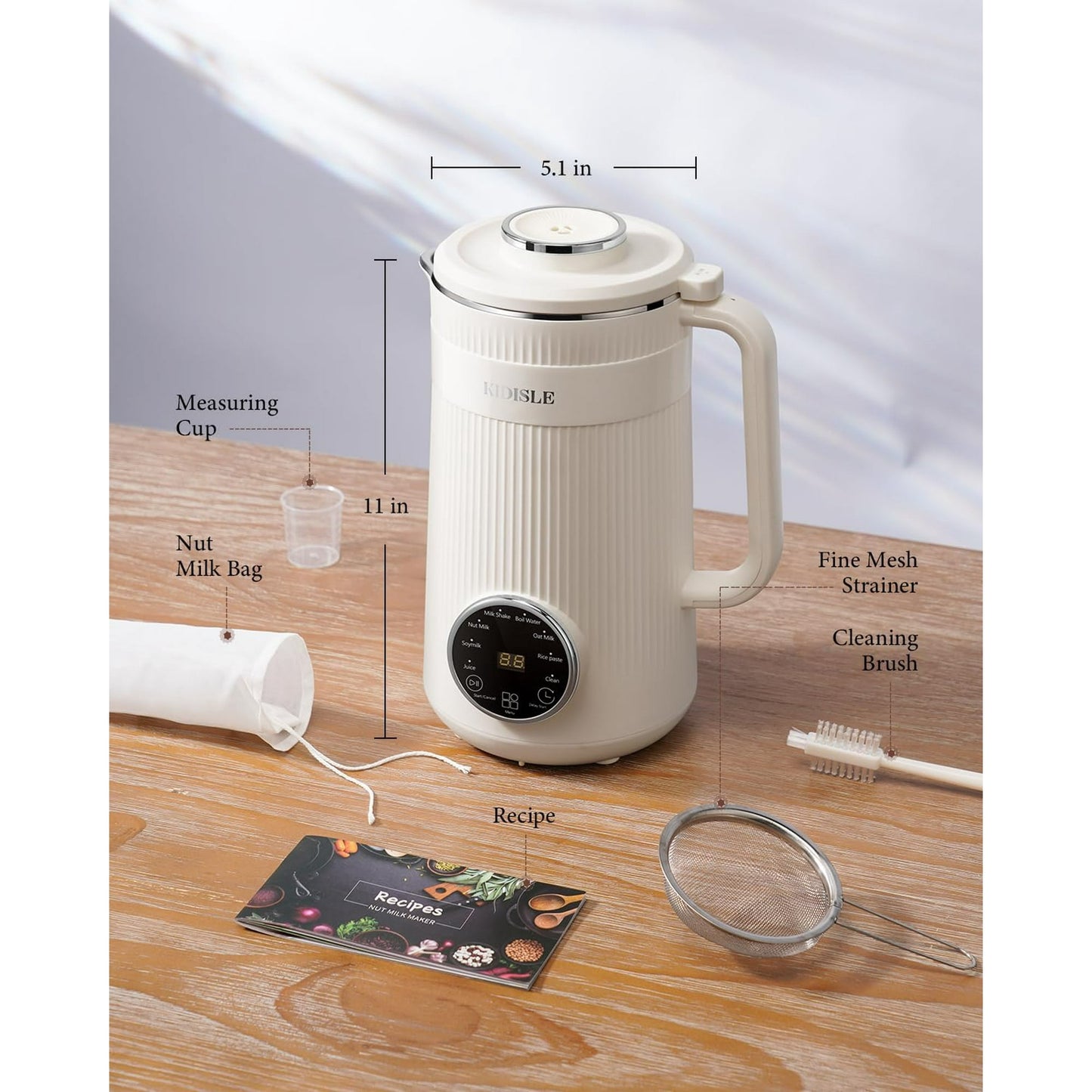 TWOMEOW 8 in 1 Nut Milk Maker Blender, 32oz Homemade Soy, Almond, Oat, Coconut, Plant Based Milks and Non Dairy Beverages, Automatic Soybean Milk Machine with Delay Start/Keep Warm/Boil Water, Cream