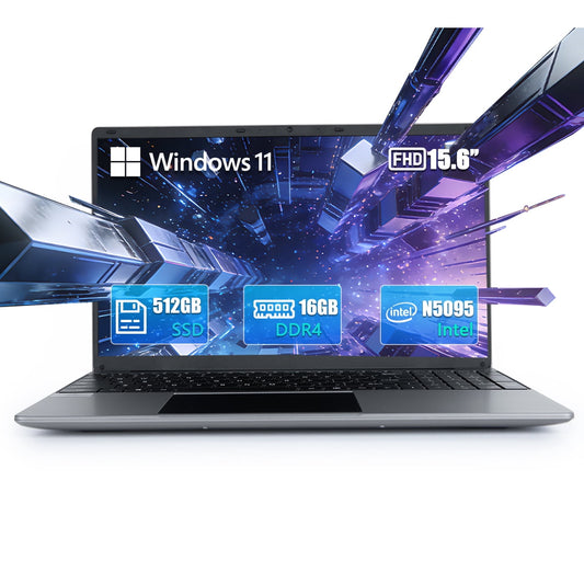 AEEZO 15.6 inch Laptop, 16GB RAM 512GB ROM, N5095,Intel Celeron Quad-Core ,1080P FHD, 38000mWh Battery, Laptop Computers Support WiFi, Bluetooth, Type-C, TF Card
