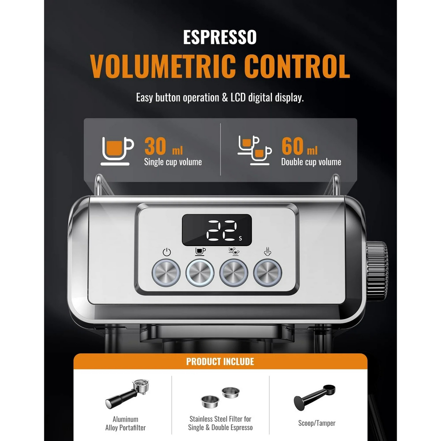 GDOR 1350W Espresso Machine 20 Bar with Milk Frother Steam Wand, Professional Manual Latte & Cappuccino Maker for Home, 60 Oz Water Tank, Temperature Display, Stainless Steel