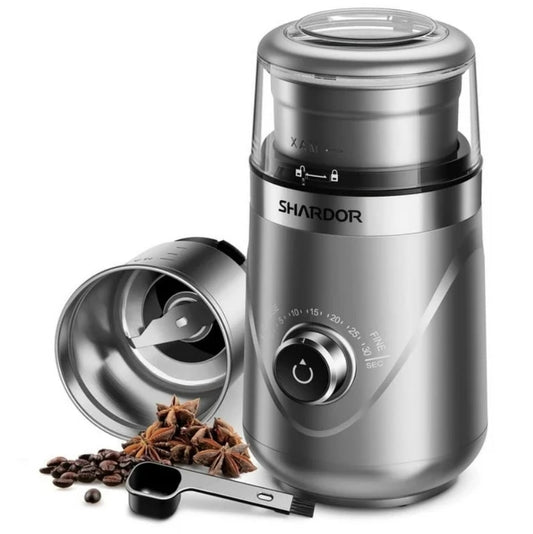 SHARDOR Upgraded Adjustable Coffee Grinder Electric, Herb/Spice Grinder, Espresso Grinder with 1 Removable Stainless Steel Bowl, Sliver, 2.0