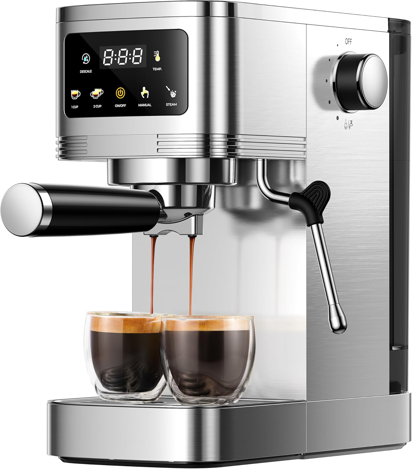 20 Bar Professional Espresso Machine with Milk Frother, Touchscreen Control & Adjustable Temperature for Cappuccino, Latte