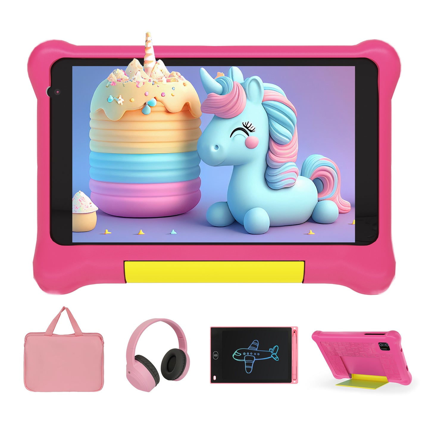 7" Kids Learning Tablet Bundle - Headphones, Stylus & Bag, Pre-Installed & Parental Controls,Android 13 allwinner Go Quad Core, 5GB RAM + 32GB ROM, 128GB Expansion-Blue