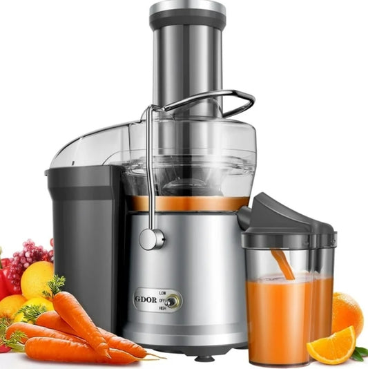 Shardor Juicer Machine, 1200W Centrifugal Juicer Extractor with Wide Mouth 3.2" Feed Chute for Fruit Vegetable, Easy to Clean, Stainless Steel, BPA-free, Silver
