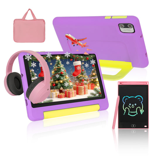 AEEZO Kids Learning tablet Bundle 7inch for Kids, 8GB RAM+64GB ROM (Expand to 128GB), Parental Control, Kids Software Pre-Installed, Dual Camera - Headphones, Stylus & Bag,Pink