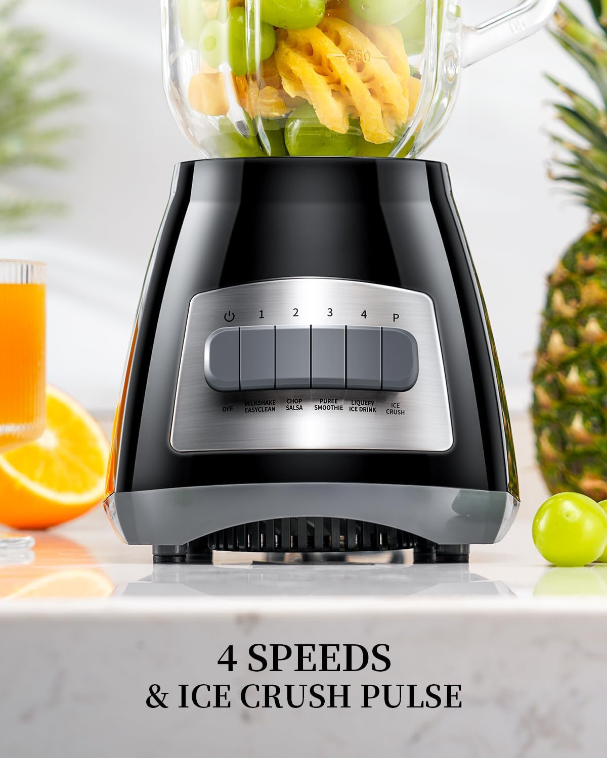 Classic Blenders for Kitchen, 700W Blender for Shakes and Smoothies, 52oz Glass Jar, 9 Functions with 5 Speeds for Crushing Ice, Puree, and Frozen Fruit