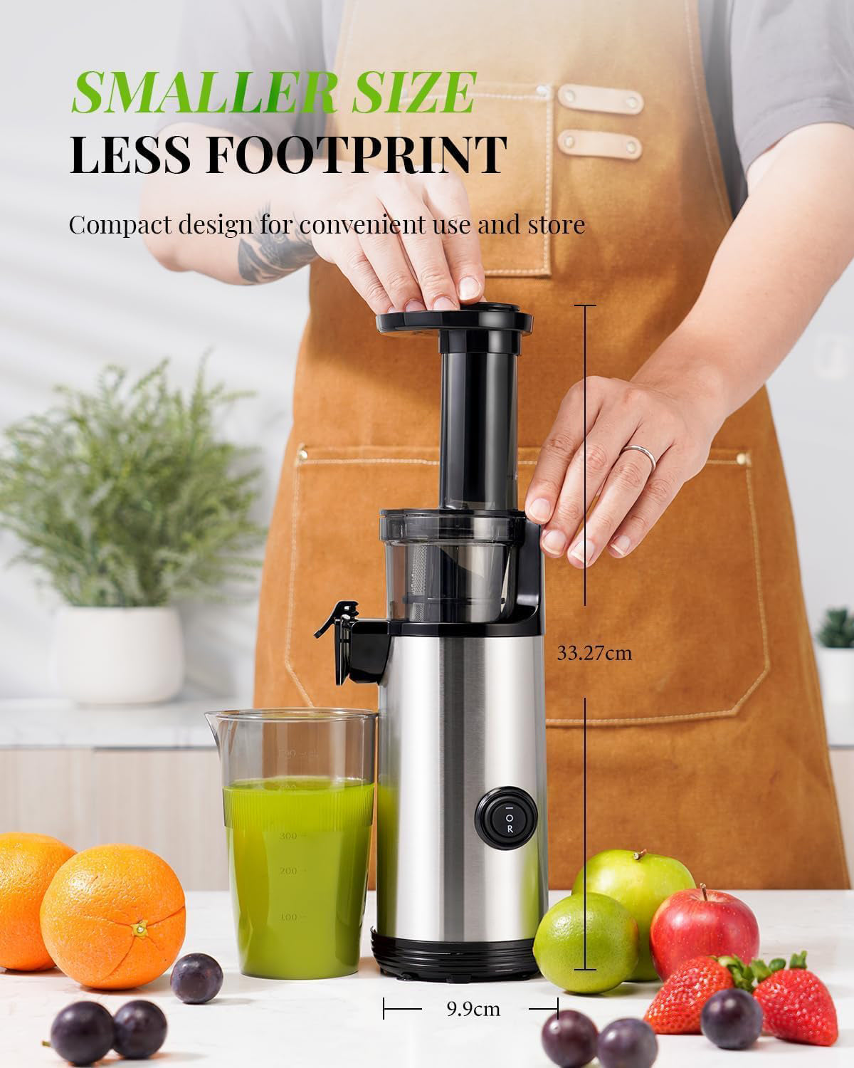 SHARDOR Compact Powerful Juicer – Easy-to-Clean Fruit and Vegetable Juicer, Low-Noise Juicer Machine, High Juice Yield, 600ml Juice Extractor, Includes Brush