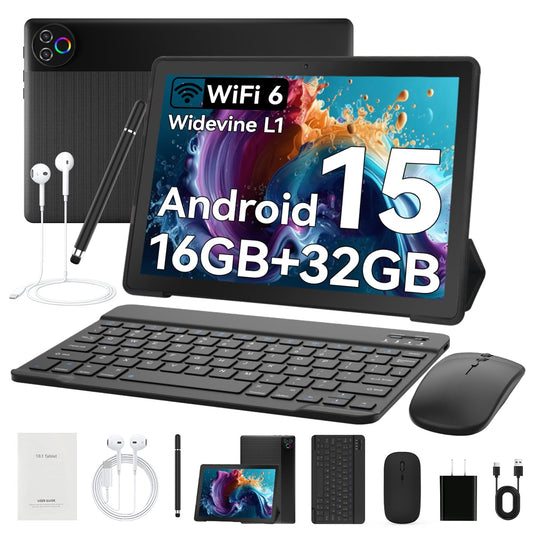 Tablet 10 inch Android 13, RAM 2 GB +64GB ROM+1TB Expandable Computer Tablets PC, IPS Screen, 2+5MP Dual Camera, WiFi, BT,Black