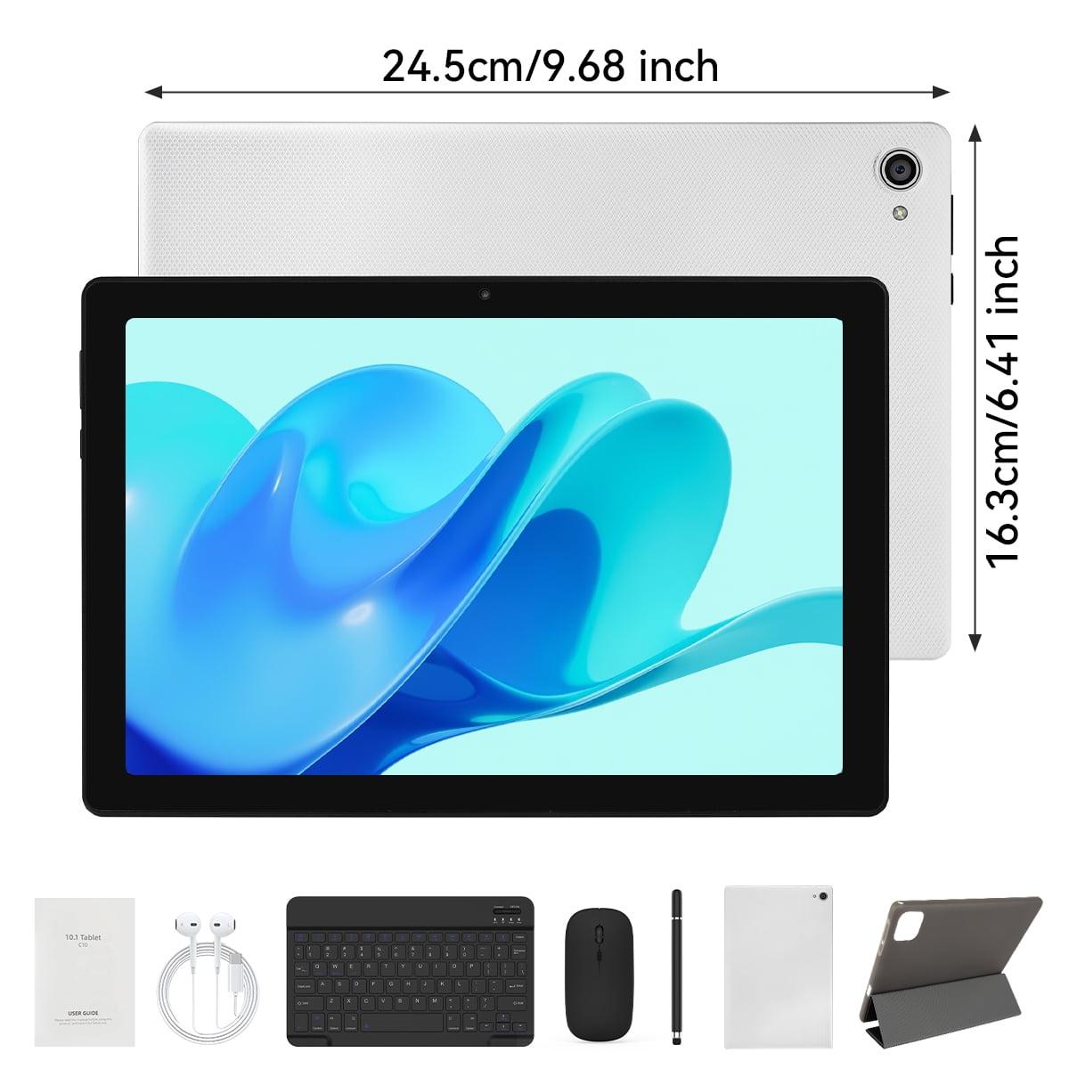 AEEZO Android 14 Tablet 10inch with Keyboard set,20GB RAM+ 64GB ROM/1TB Expandable,Octa-Core 2.4 GHz,5MP + 8MP, 5000mAh, White