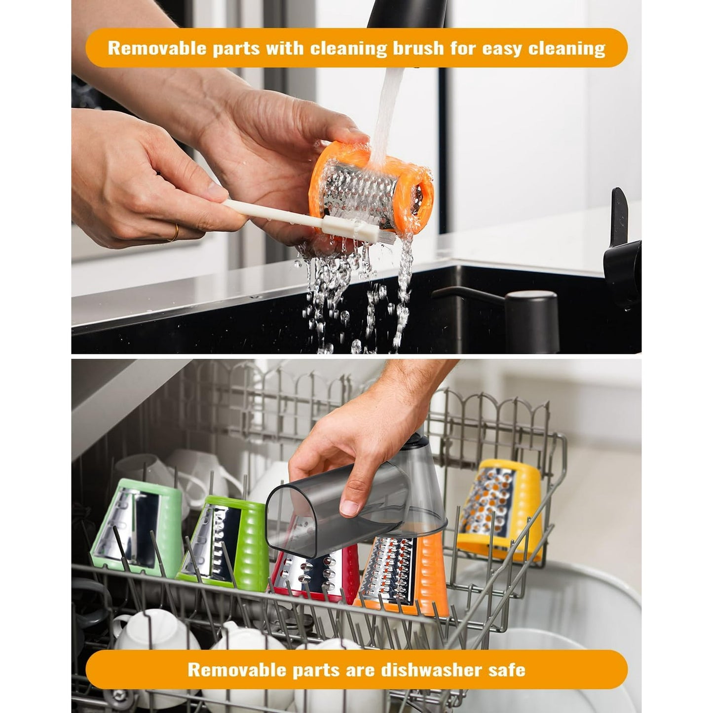 TWOMEOW Electric Cheese Grater Salad Shooter,5-In-1 Electric Slicer For Home Kitchen,One-Touch Easy Control,With Safety Push Bar Cheese Grater Electric For Zucchini,Cheese,Vegetables And Smoothie