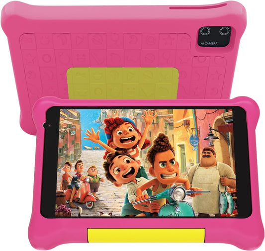 AEEZO Kids Tablet 7 inch, Android 13 allwinner Go Quad Core, 5GB RAM + 32GB ROM, 128GB Expansion, HD Display, Wifi, Children Tablet with Parent Control - Pink