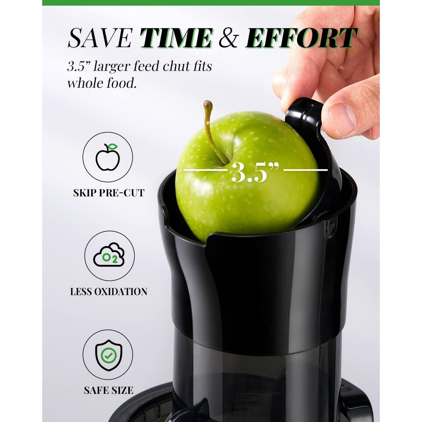 GDOR Cold Press Juicer Machines, Masticating Juicer Extractor with 3.5-Inch Feed Chute, Slow Juicer With High Yield, Easy to Clean,Grey