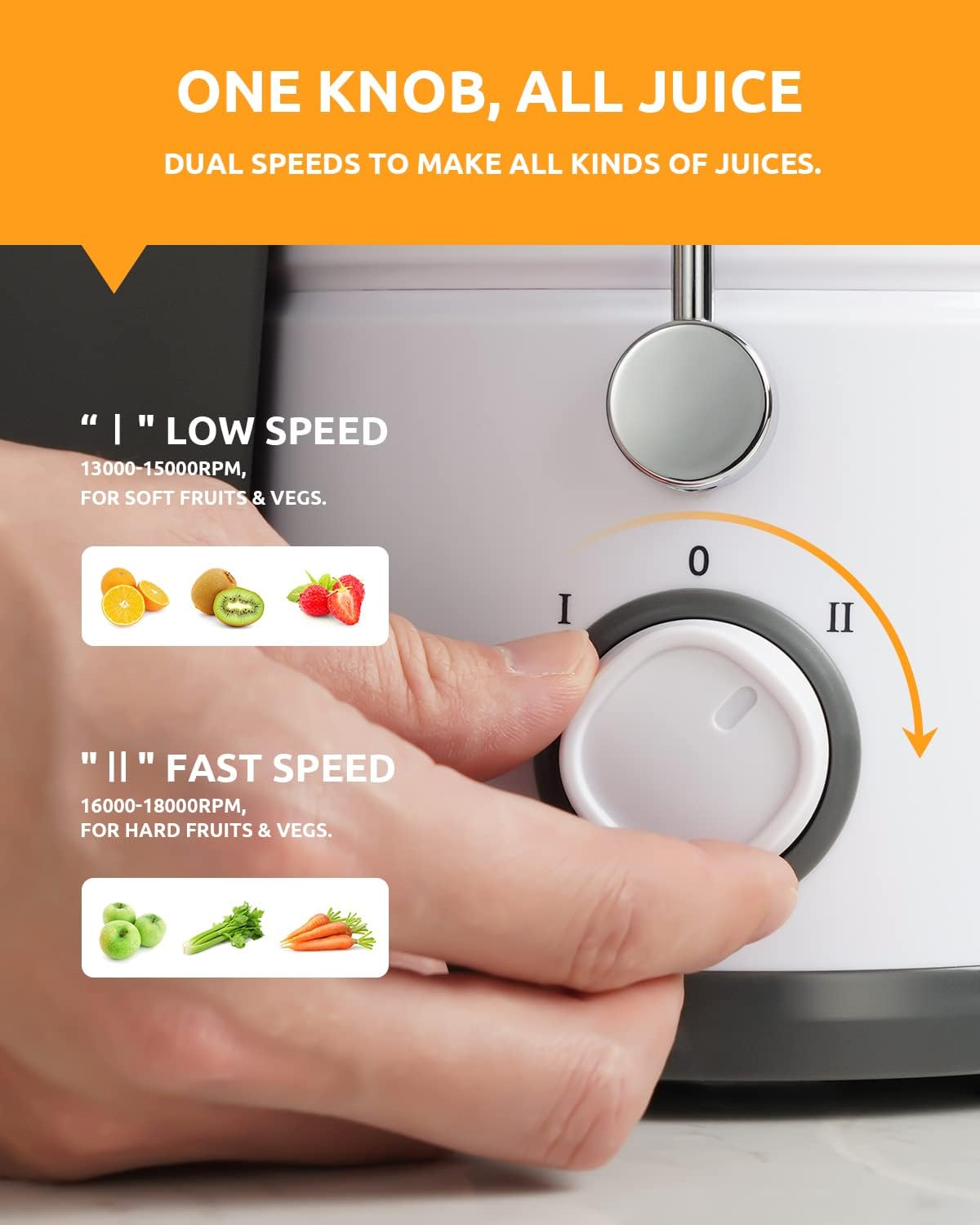 Juicer with 800W Motor, SHARDOR Juicer Machine with 3” Feed Chute, Dual Speeds Juice Maker for Fruits and Veggies, Anti-Drip Function Centrifugal Juicer, Include Cleaning Brush, BPA-Free, White