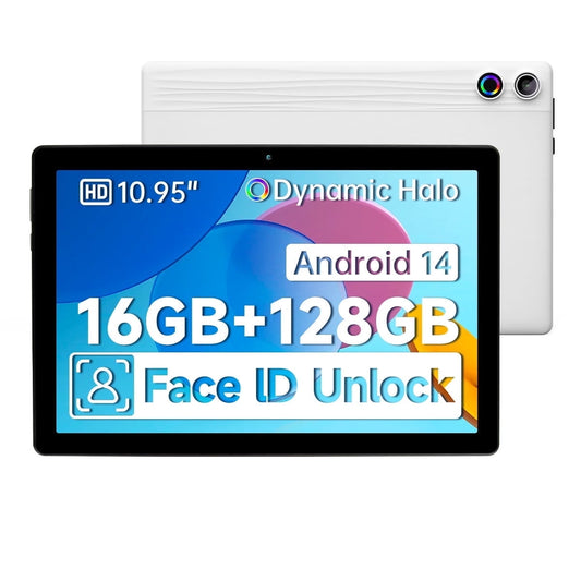 AEEZO 11inch Android 14 Tablet, Octa-Core 6800mAh,16GB RAM+128GB ROM 1TB Expand,Wifi 6,Face Unlock,5+8MP Camera,8 in 1 Tablet,Widevine L1,White