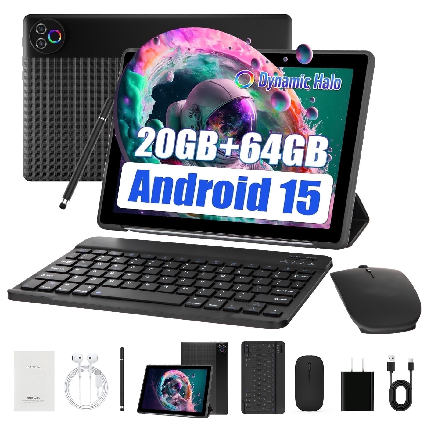 Tablet 10 inch Android 14 Tablets with Keyboard Set, 8GB RAM 128GB ROM 1TB Expand, Oct-Core Processor, 1280x800 LCD Touch Screen, WiFi 5, Dual Camera(Black)