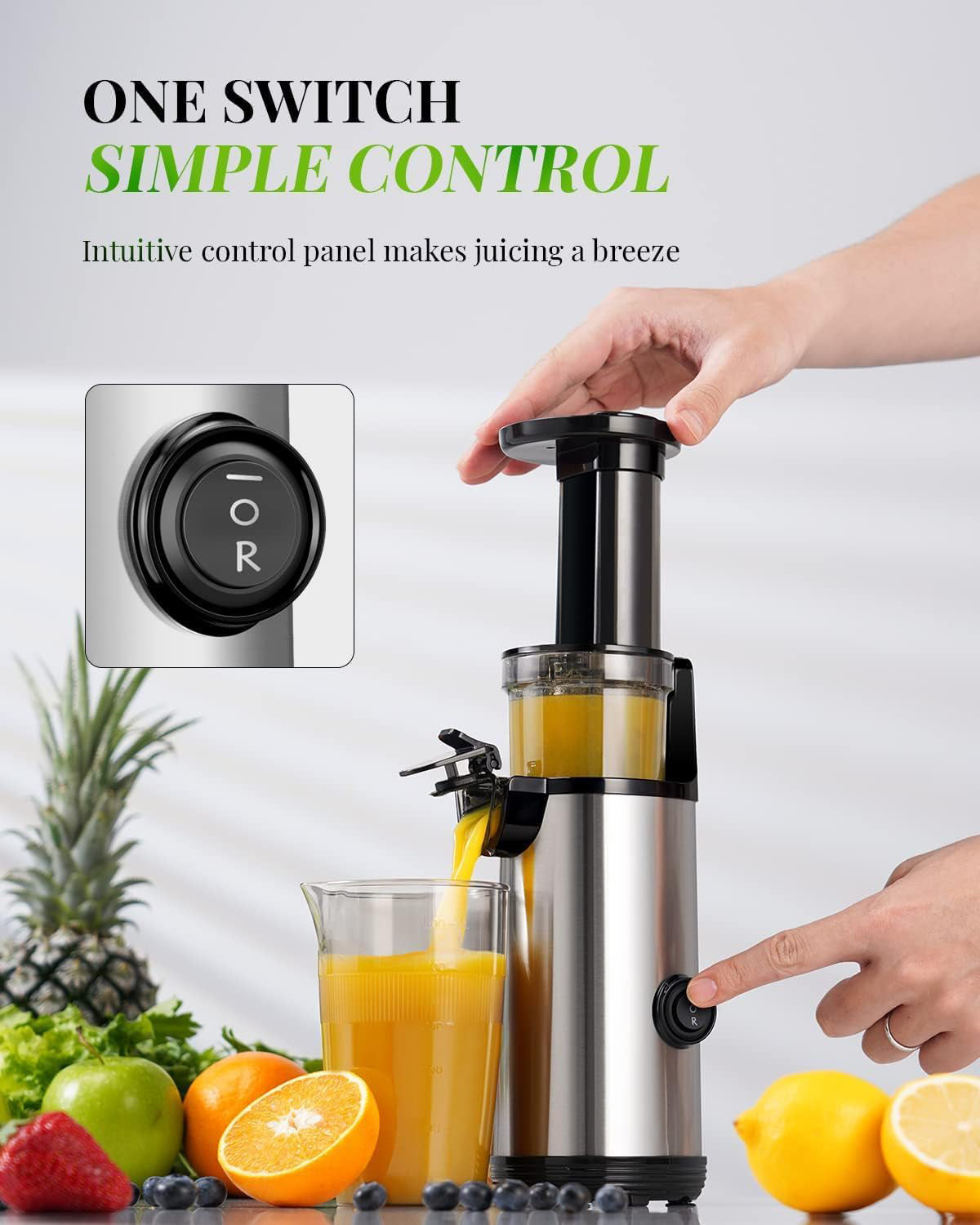 SHARDOR Compact Powerful Juicer – Easy-to-Clean Fruit and Vegetable Juicer, Low-Noise Juicer Machine, High Juice Yield, 600ml Juice Extractor, Includes Brush