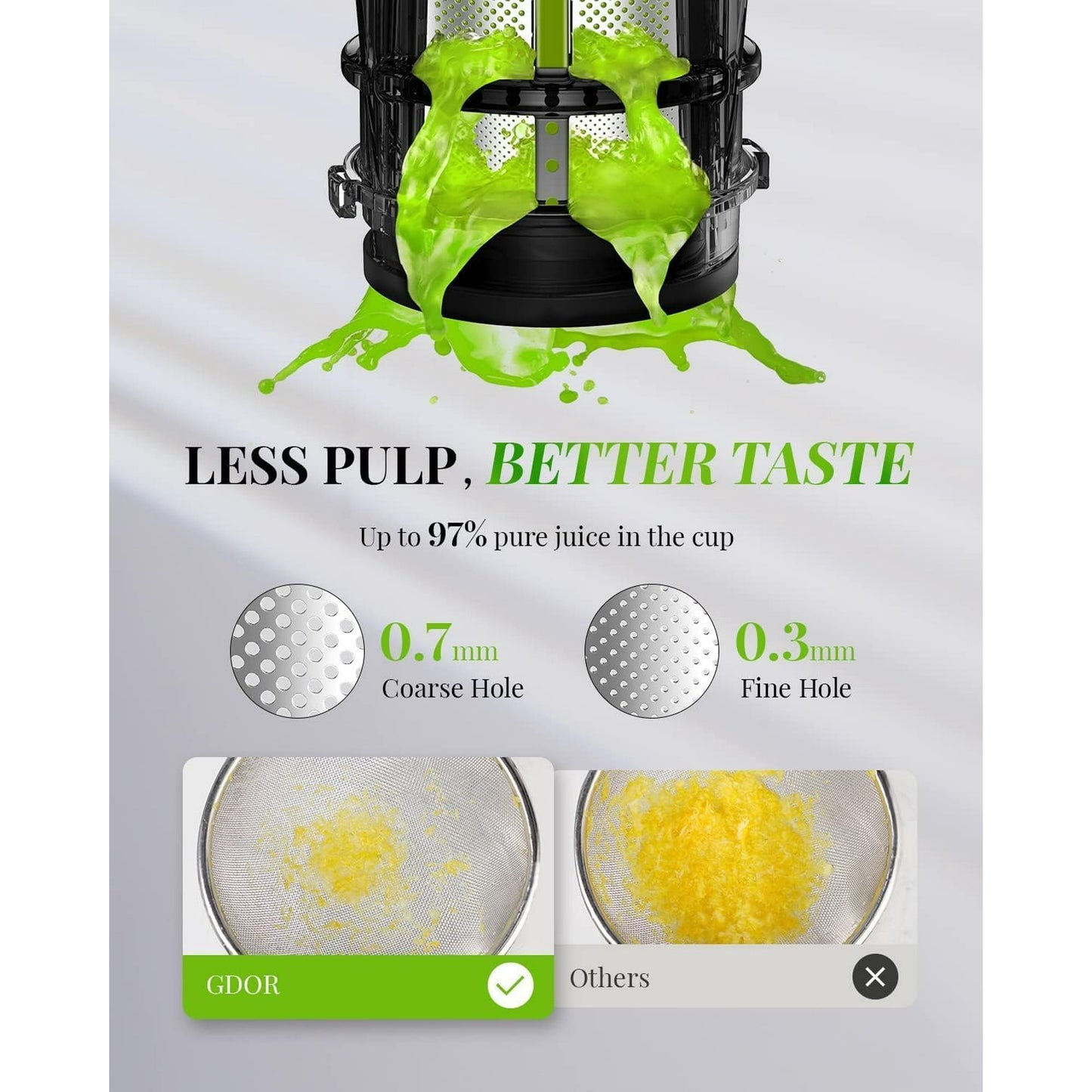 GDOR Compact Powerful Juicer ¨C Easy-to-Clean Fruit and Vegetable Juicer, Low-Noise Juicer Machine, High Juice Yield, 600ml Juice Extractor, Includes Brush