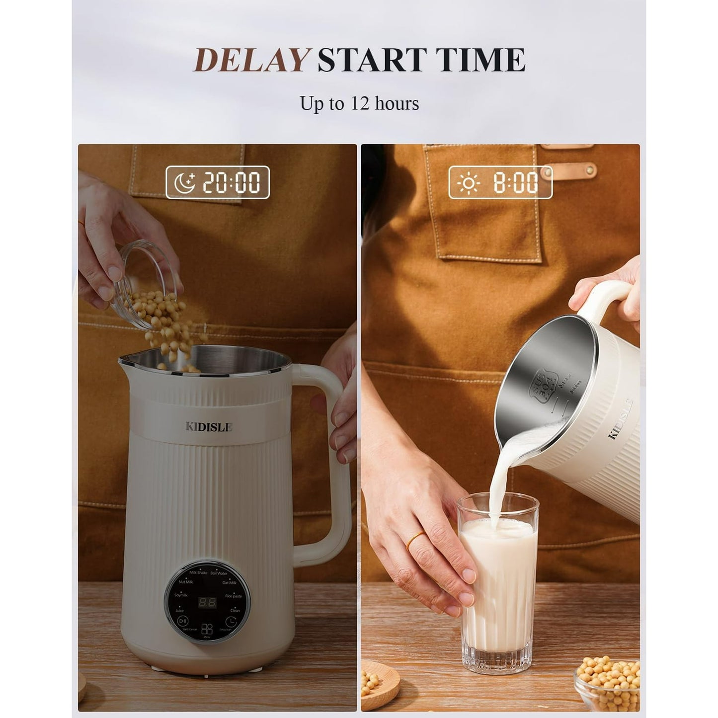 TWOMEOW 8 in 1 Nut Milk Maker Blender, 32oz Homemade Soy, Almond, Oat, Coconut, Plant Based Milks and Non Dairy Beverages, Automatic Soybean Milk Machine with Delay Start/Keep Warm/Boil Water, Cream