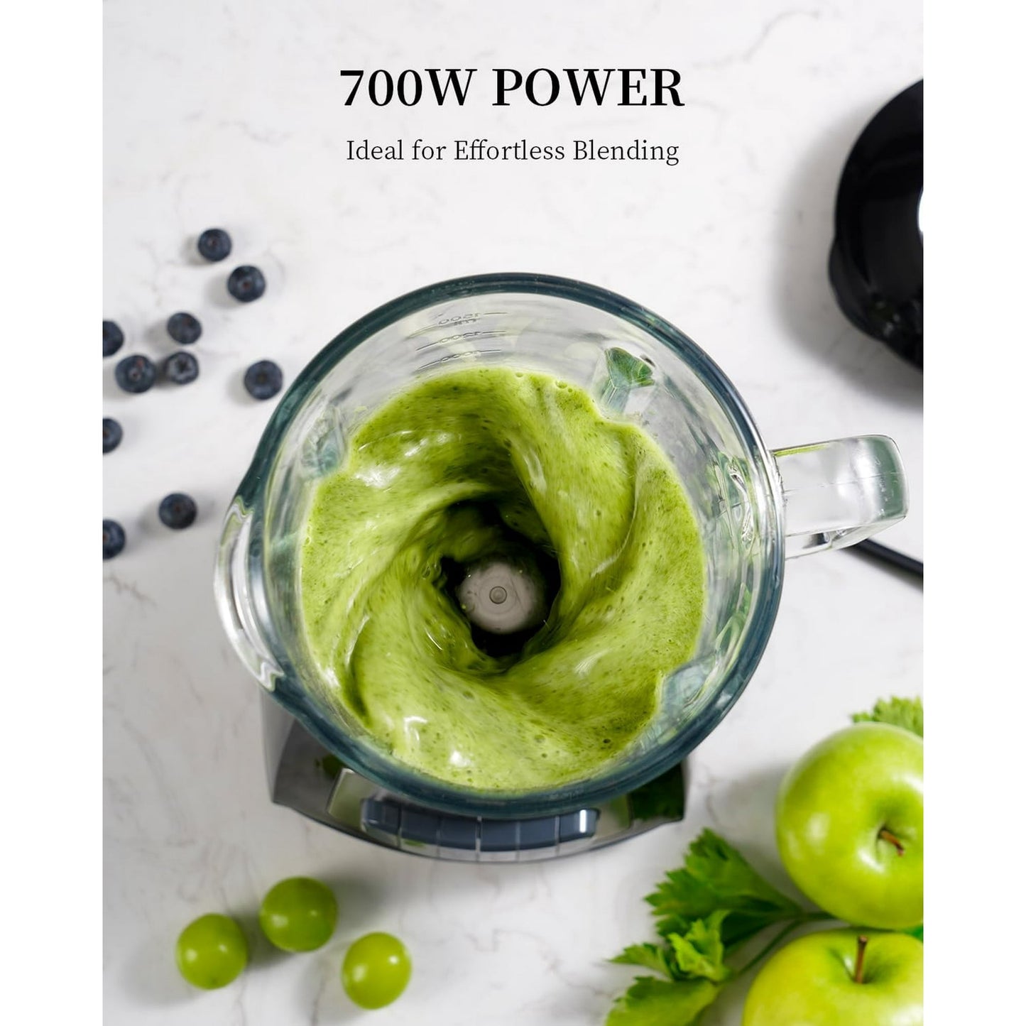 Classic Blenders for Kitchen, 700W Blender for Shakes and Smoothies, 52oz Glass Jar, 9 Functions with 5 Speeds for Crushing Ice, Puree, and Frozen Fruit