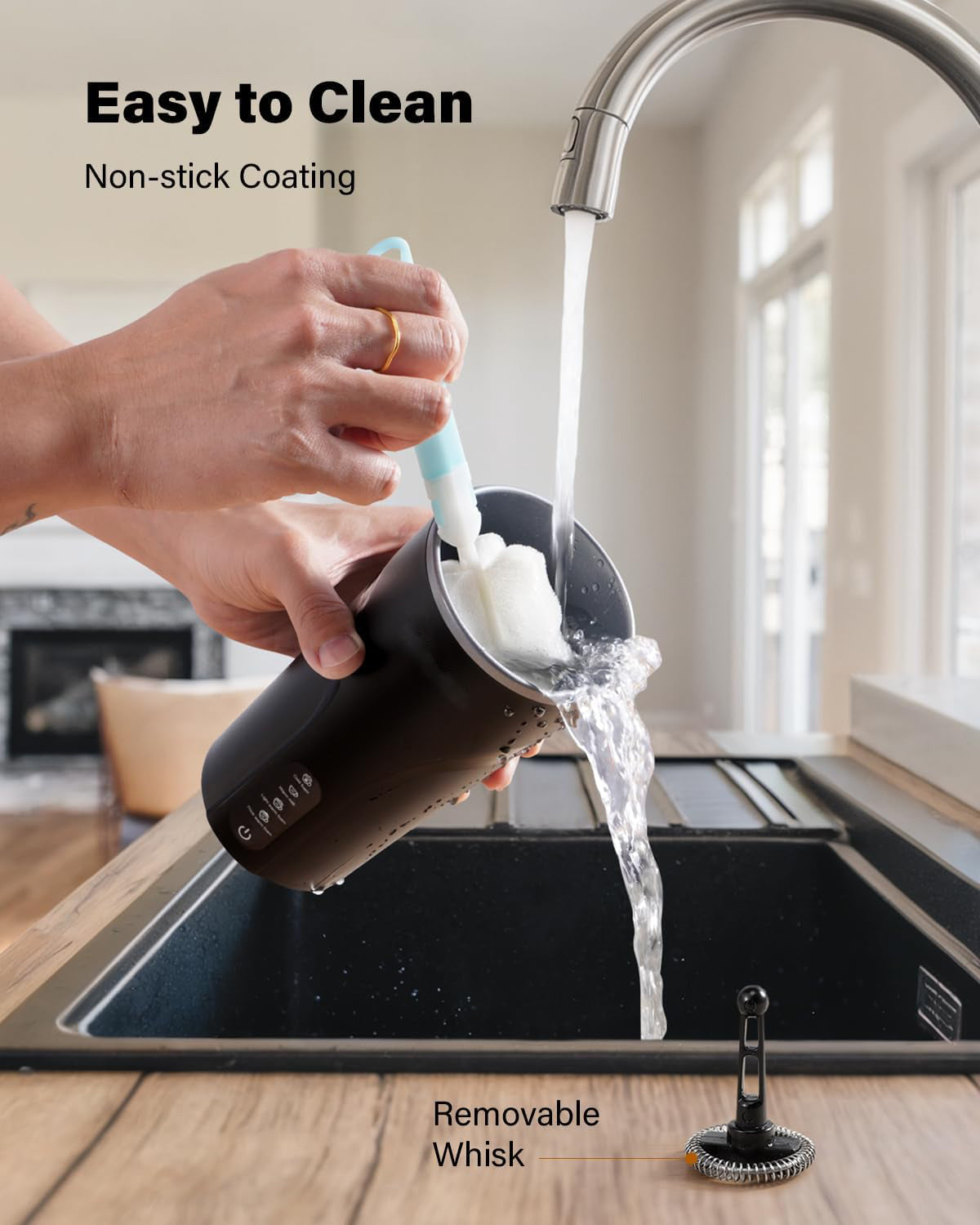 4-in-1 Milk Frother and Steamer, Electric Milk Steamer with Keep Warm Function, Automatic Warm and Cold Foam Maker for Coffee, Latte, Hot Chocolate, Macchiato, Cappuccinos, Black