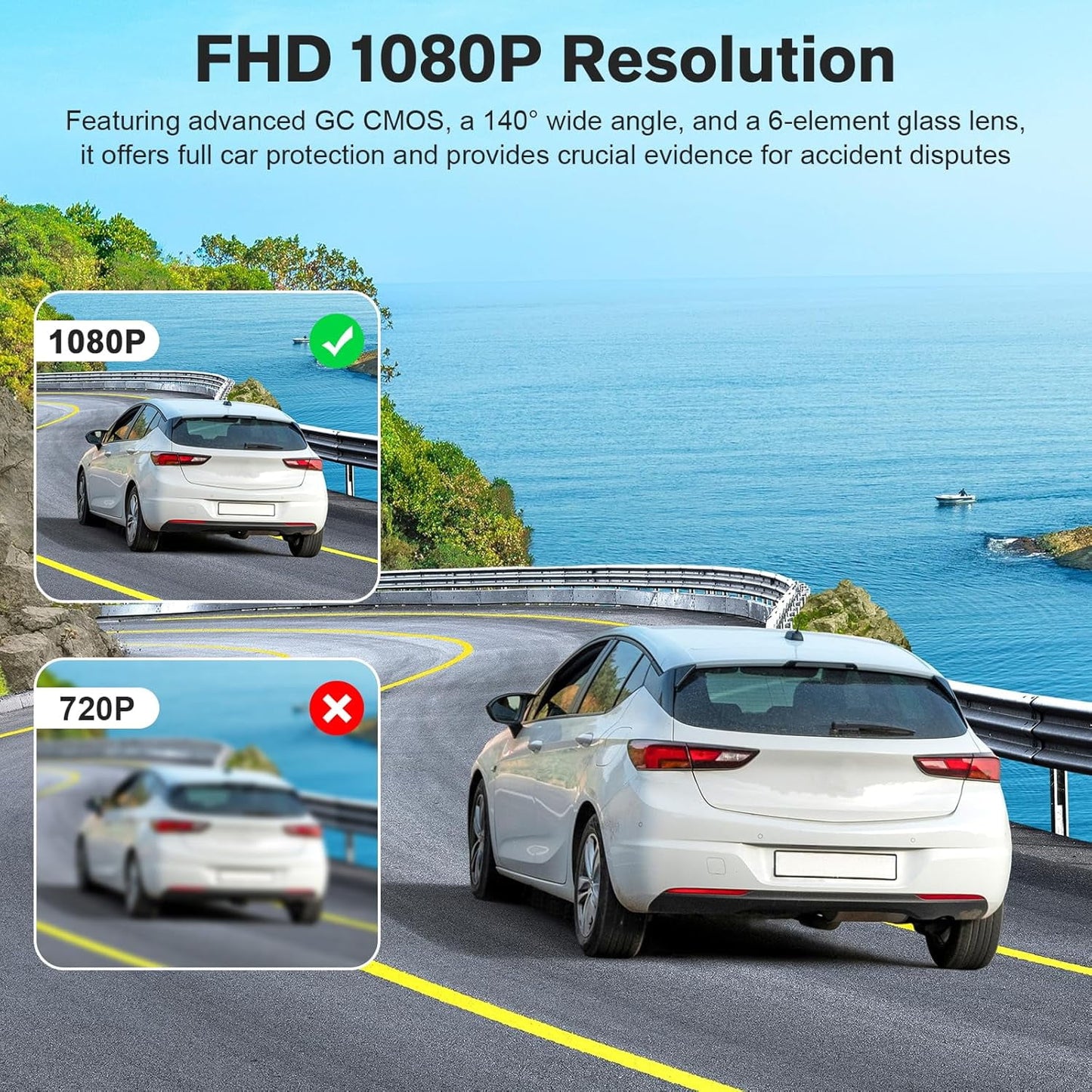 Dash Cam for Car, WiFi 1080P Dash Camera Front Dashcam for Cars, Mini Dashcams with App, Night Vision, G-Sensor, Loop Recording, 24H Parking Mode