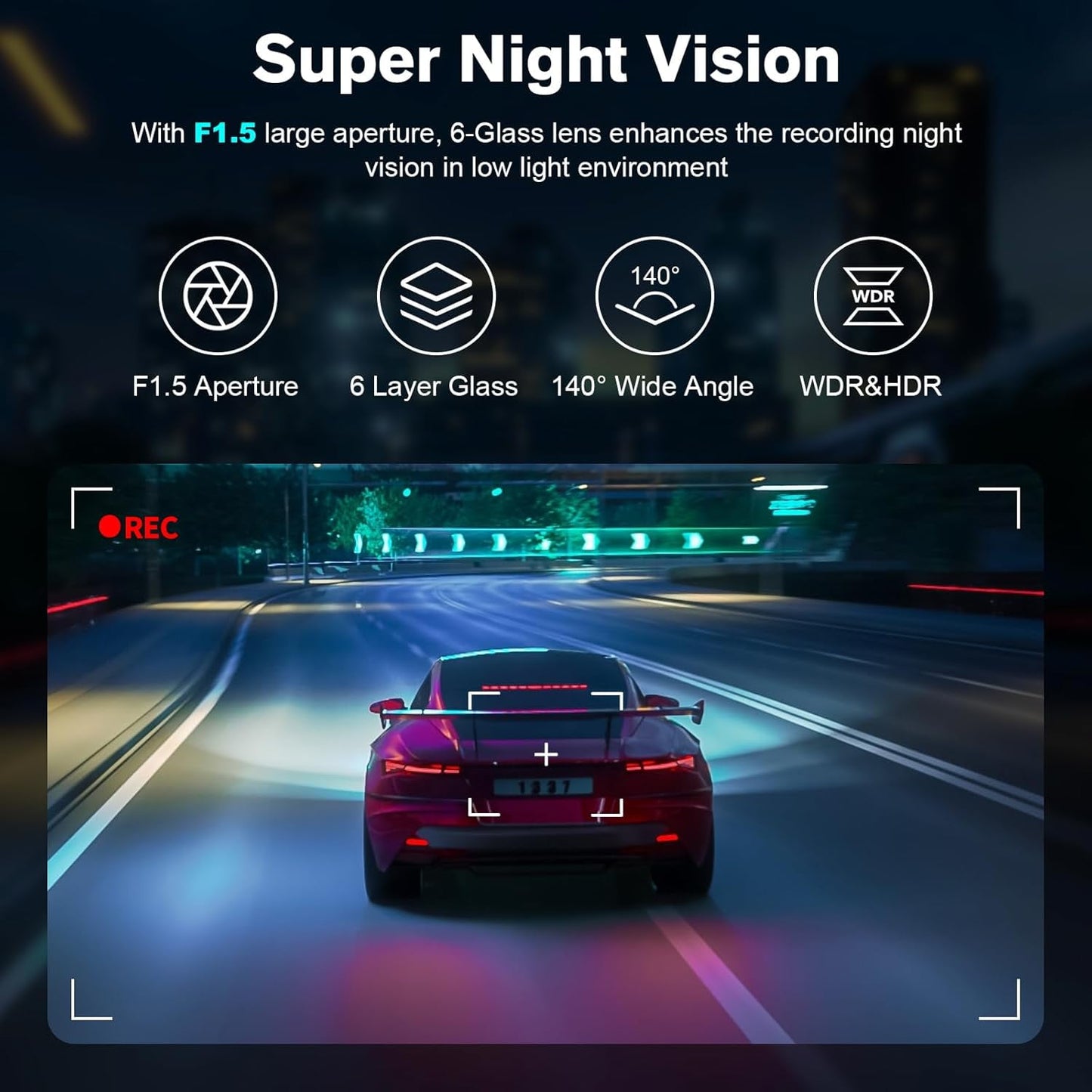 Dash Cam for Car, WiFi 1080P Dash Camera Front Dashcam for Cars, Mini Dashcams with App, Night Vision, G-Sensor, Loop Recording, 24H Parking Mode
