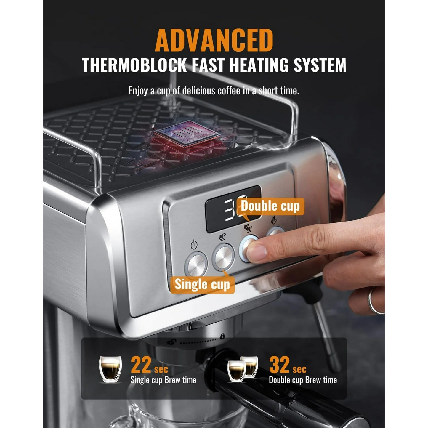 GDOR 1350W Espresso Machine 20 Bar with Milk Frother Steam Wand, Professional Manual Latte & Cappuccino Maker for Home, 60 Oz Water Tank, Temperature Display, Stainless Steel