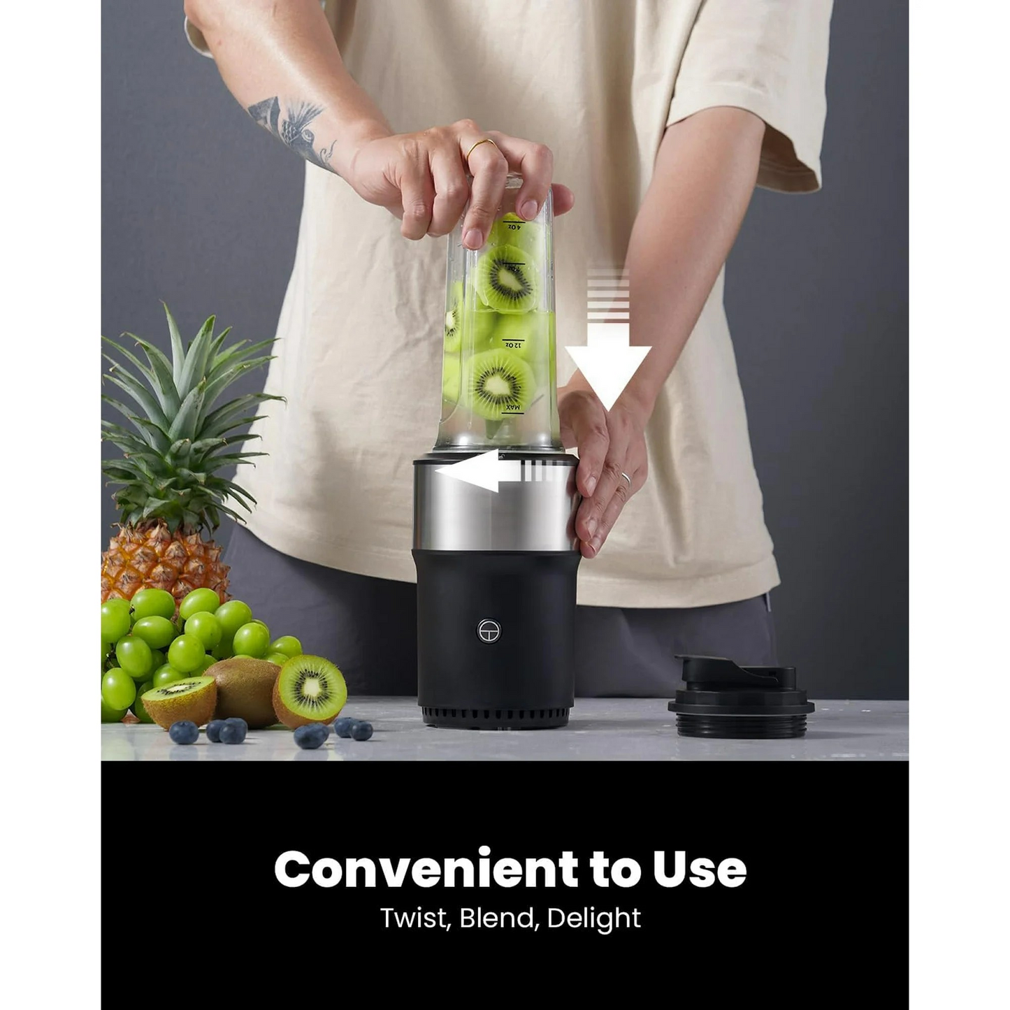 Blender for Smoothies, 900W Personal Blender with 2 x 24oz To-Go Cups For Smoothies Milkshakes, Juices,Black