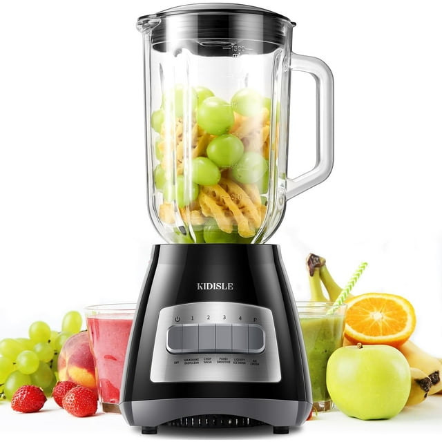 Classic Blenders for Kitchen, 700W Blender for Shakes and Smoothies, 52oz Glass Jar, 9 Functions with 5 Speeds for Crushing Ice, Puree, and Frozen Fruit