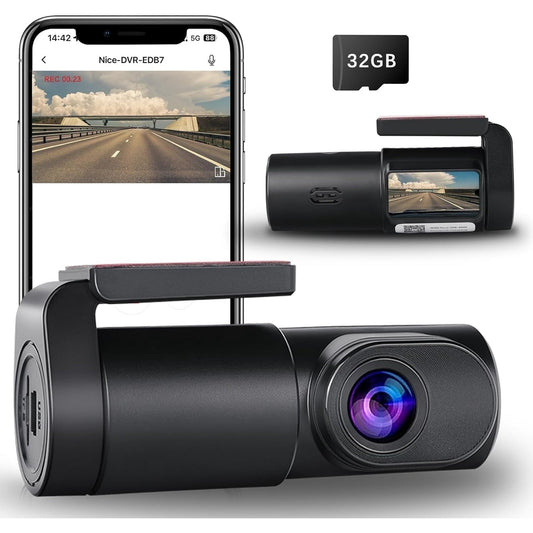 Dash Cam for Car, WiFi 1080P Dash Camera Front Dashcam for Cars, Mini Dashcams with App, Night Vision, G-Sensor, Loop Recording, 24H Parking Mode