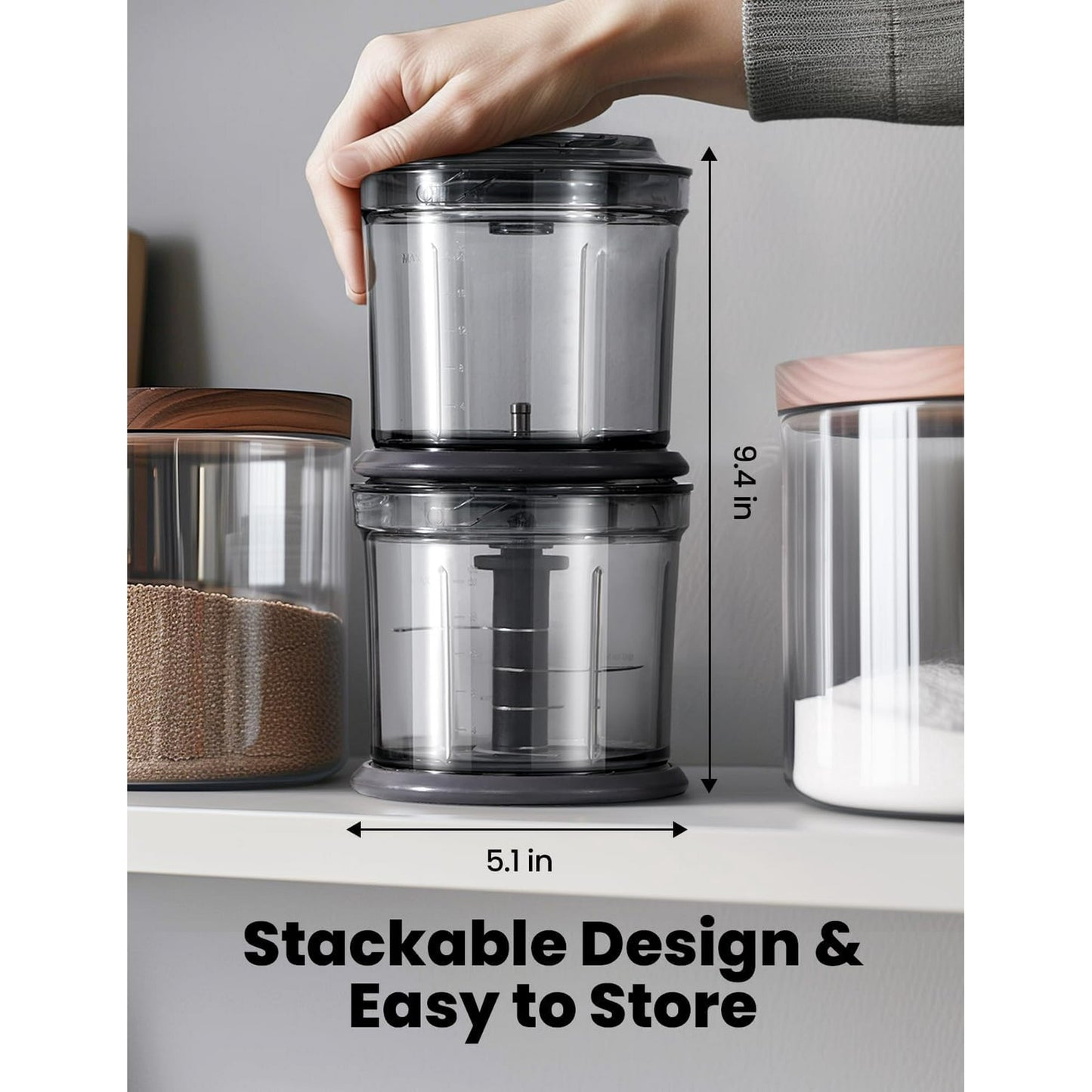 Food Processor 4 Cup, Electric Food Chopper, Small but Powerful Meat Grinder with 2 Bowls, 2 Speed & 4 Blades for Vegetable, Meat, Nuts, Functions for Chopping, Dicing, Mixing and Puree