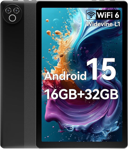 Android 15 5-Core 10inch Tablet,16GB RAM+32GB ROM +1TB Expand,800x1332 IPS Display, HD Touchscreen, Widevine L1, 5G WiFi, 5MP+8MP Camera, 5000mAh, Bluetooth 2.4,Black