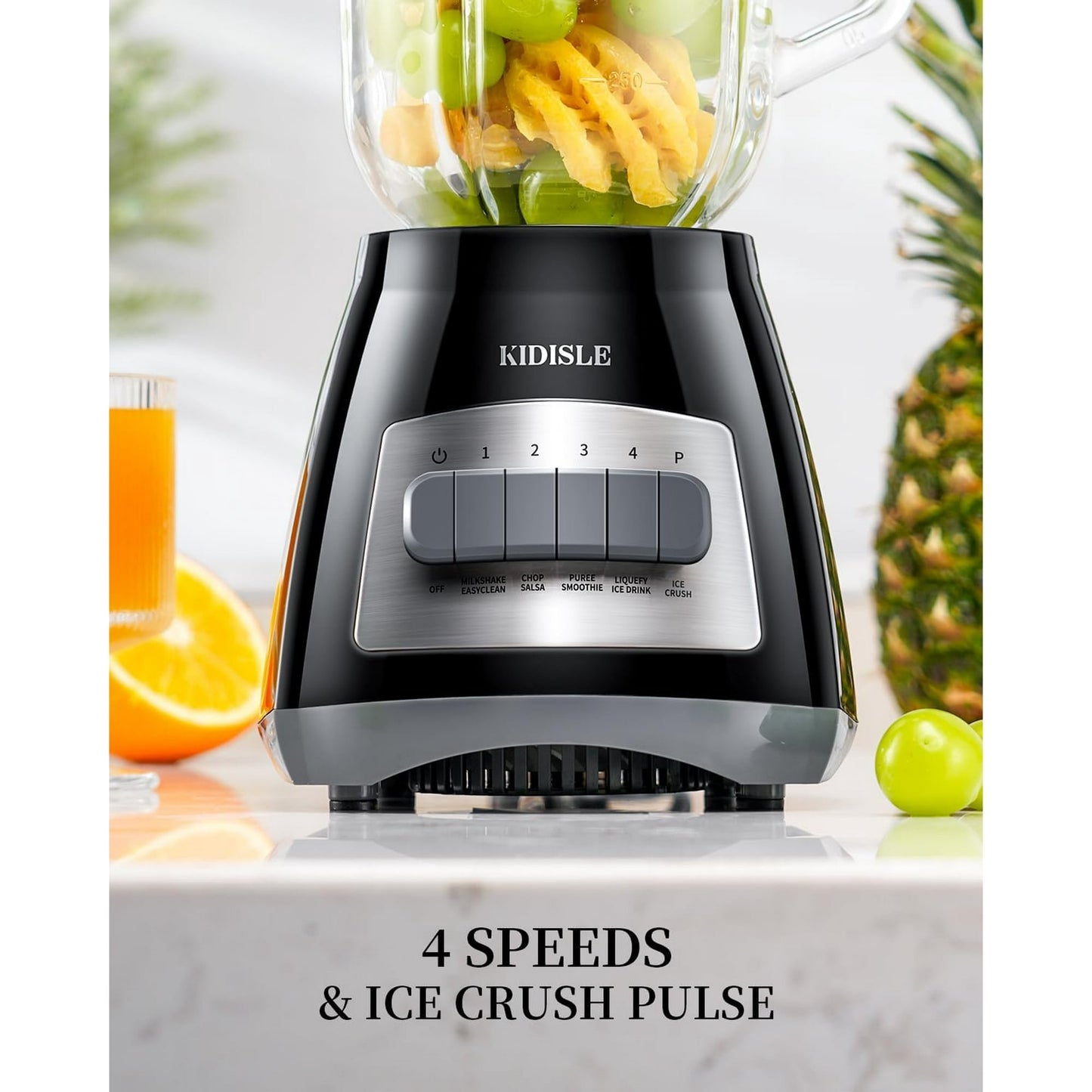 Classic Blenders for Kitchen, 700W Blender for Shakes and Smoothies, 52oz Glass Jar, 9 Functions with 5 Speeds for Crushing Ice, Puree, and Frozen Fruit
