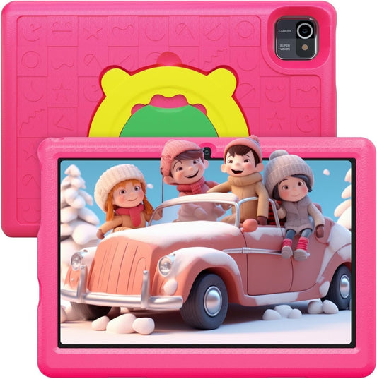 Android 12 Kids Learning Tablet 10inch,IPS Touch Screen 5000mAh Kidoz Pre Installed Parental Control,2GB+32GB Quad Core Processor Bluetooth Wi-Fi with Kid-Proof Case,Pink