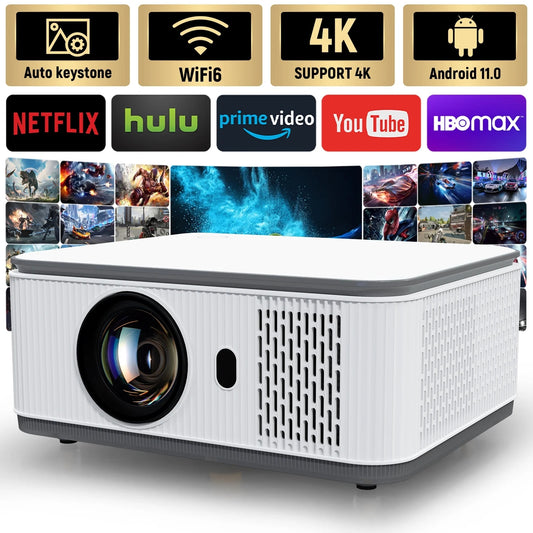 Projector with WiFi and Bluetooth [Electric Focus & Keystone] 4K Supported, Native 1080P 16000 Lux 5G Mini Portable Outdoor Movie Projector Compatible with TV Stick, Smartphone, Laptop, HDMI, USB