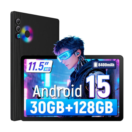 Android 15 Tablet, 11.5inch Tablet with 24GB RAM 128GM ROM 1TB Expand, Octa-core 8400mAh Battery 8MP+13MP Camera,2K FHD Display, 6G WiFi, Widevine L1 - Black