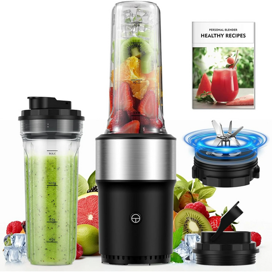 Blender for Smoothies, 900W Personal Blender with 2 x 24oz To-Go Cups For Smoothies Milkshakes, Juices,Black
