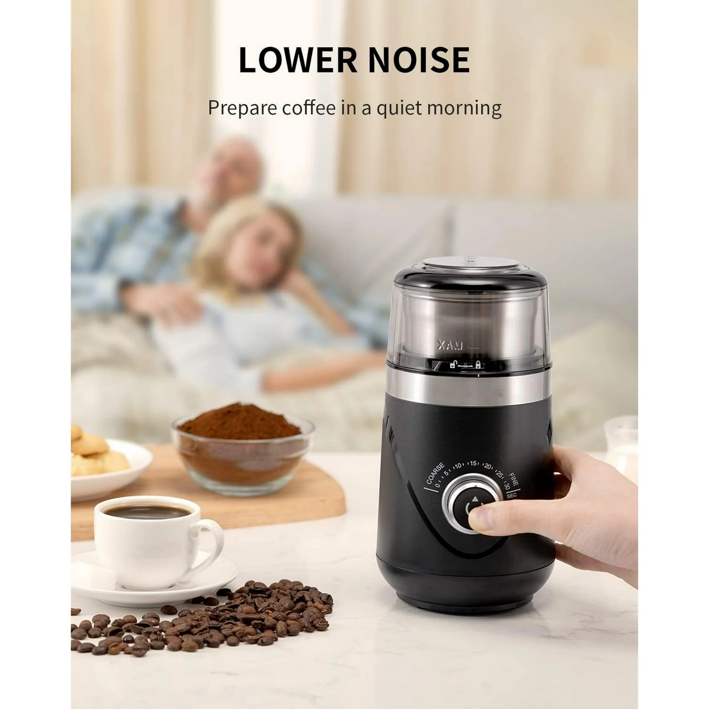 GDOR Upgraded Adjustable Coffee Grinder Electric, Espresso Grinder with 1 Removable Stainless Steel Bowl, Black, 2.0