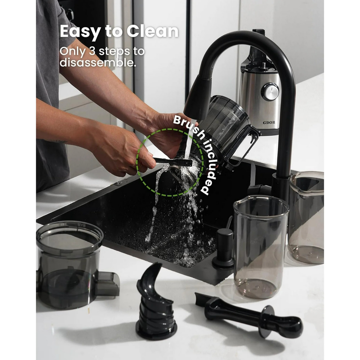 Cold Press Juicer Machines, 4.25'' Large Feed Chute Masticating Slow Juicer Fits Whole Fruits and Vegetables, Low Noise, Silver