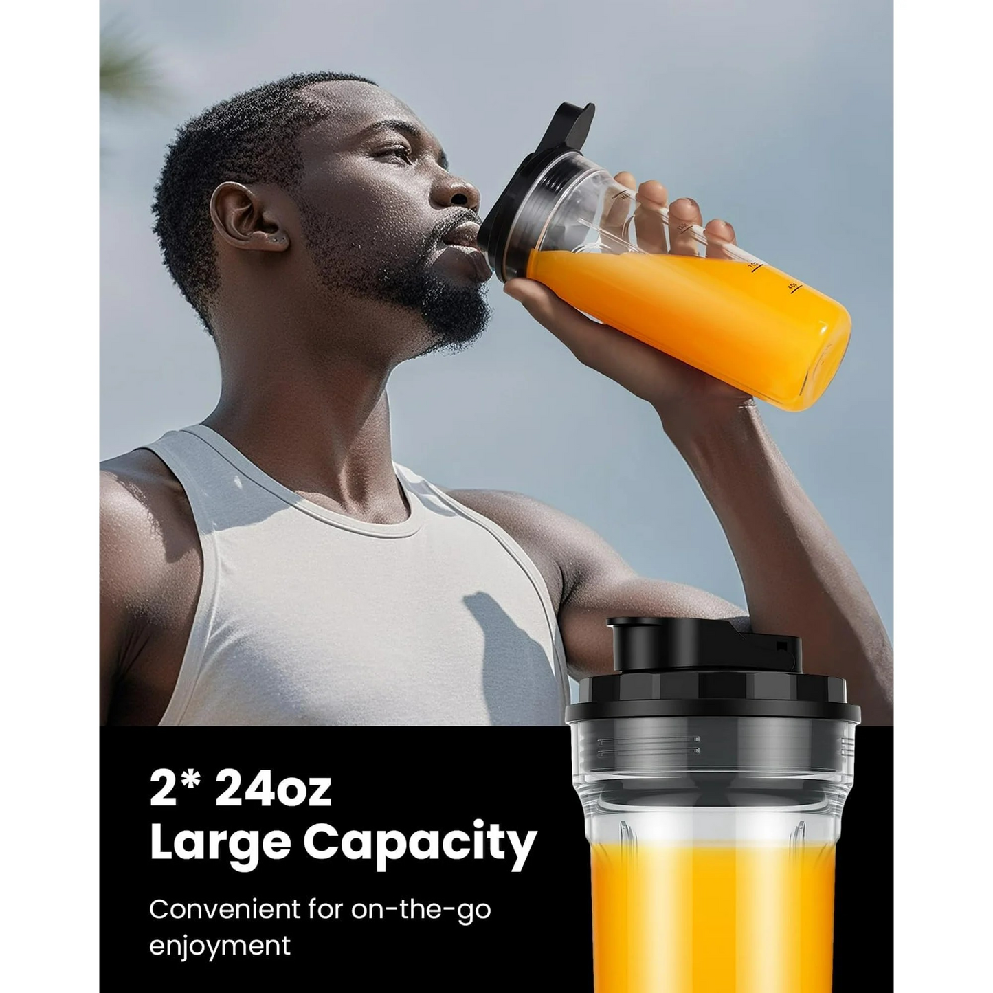 Blender for Smoothies, 900W Personal Blender with 2 x 24oz To-Go Cups For Smoothies Milkshakes, Juices,Black
