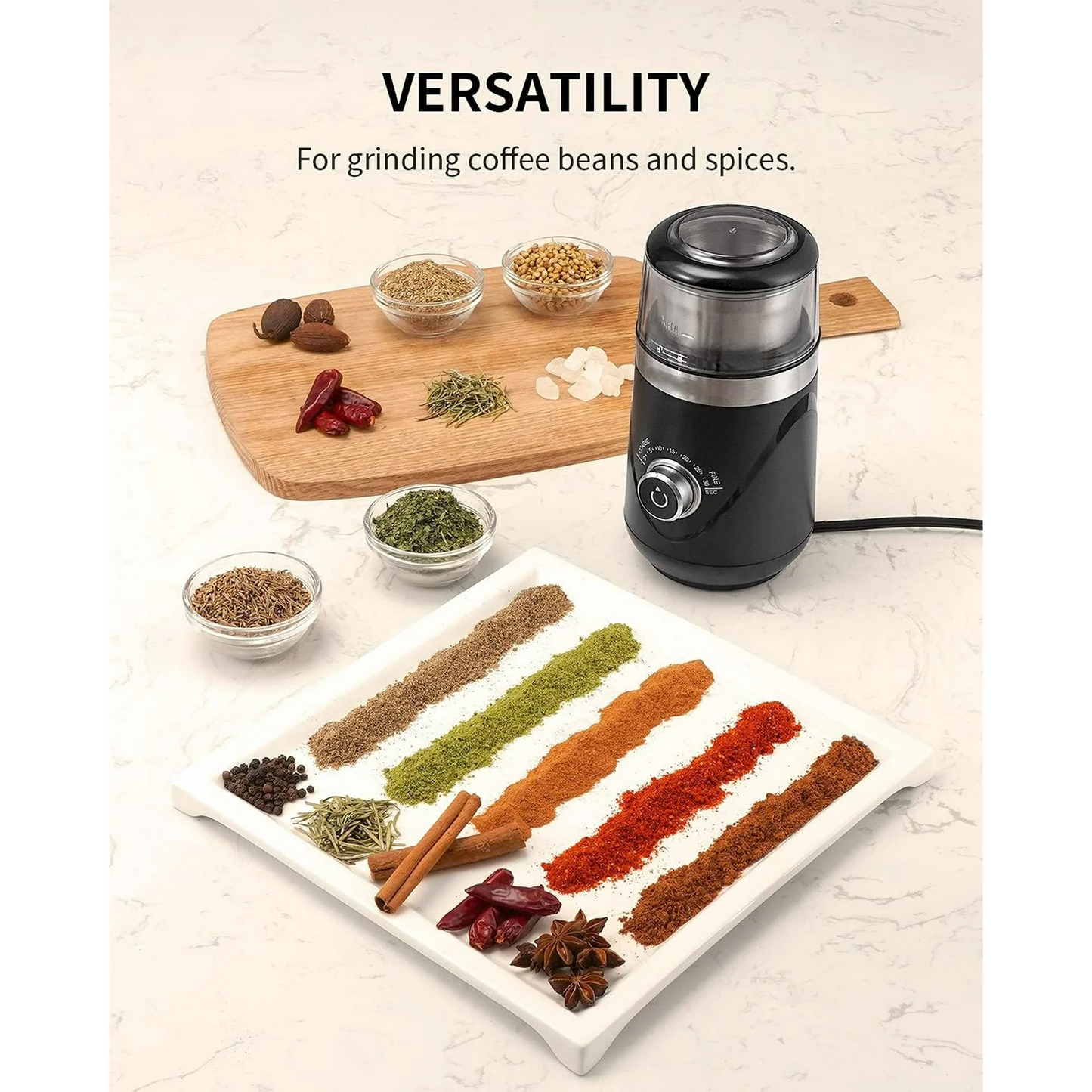 GDOR Upgraded Adjustable Coffee Grinder Electric, Espresso Grinder with 1 Removable Stainless Steel Bowl, Black, 2.0