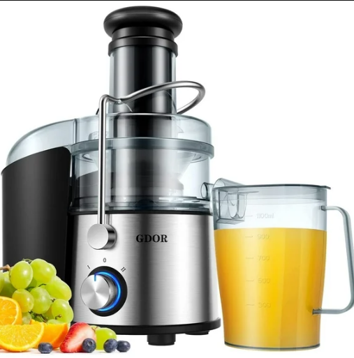 GDOR 1200W Juicer Machine, with 3" Feed Chute for Whole Fruits and Vegs, Centrifugal Juicer with 40 oz. Juice Jug, Easy to Clean, BPA-Free