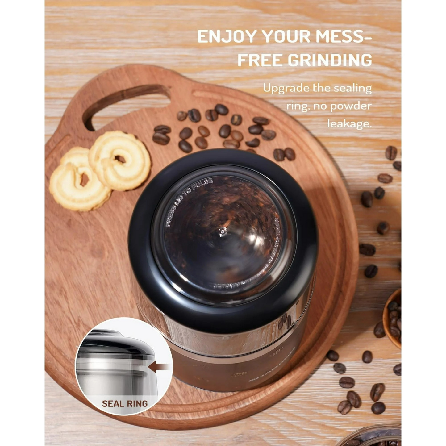 GDOR Super Silent Coffee Grinder Electric, Coffee Bean Grinder, Espresso Grinder with 1 Removable Stainless Steel Bowl
