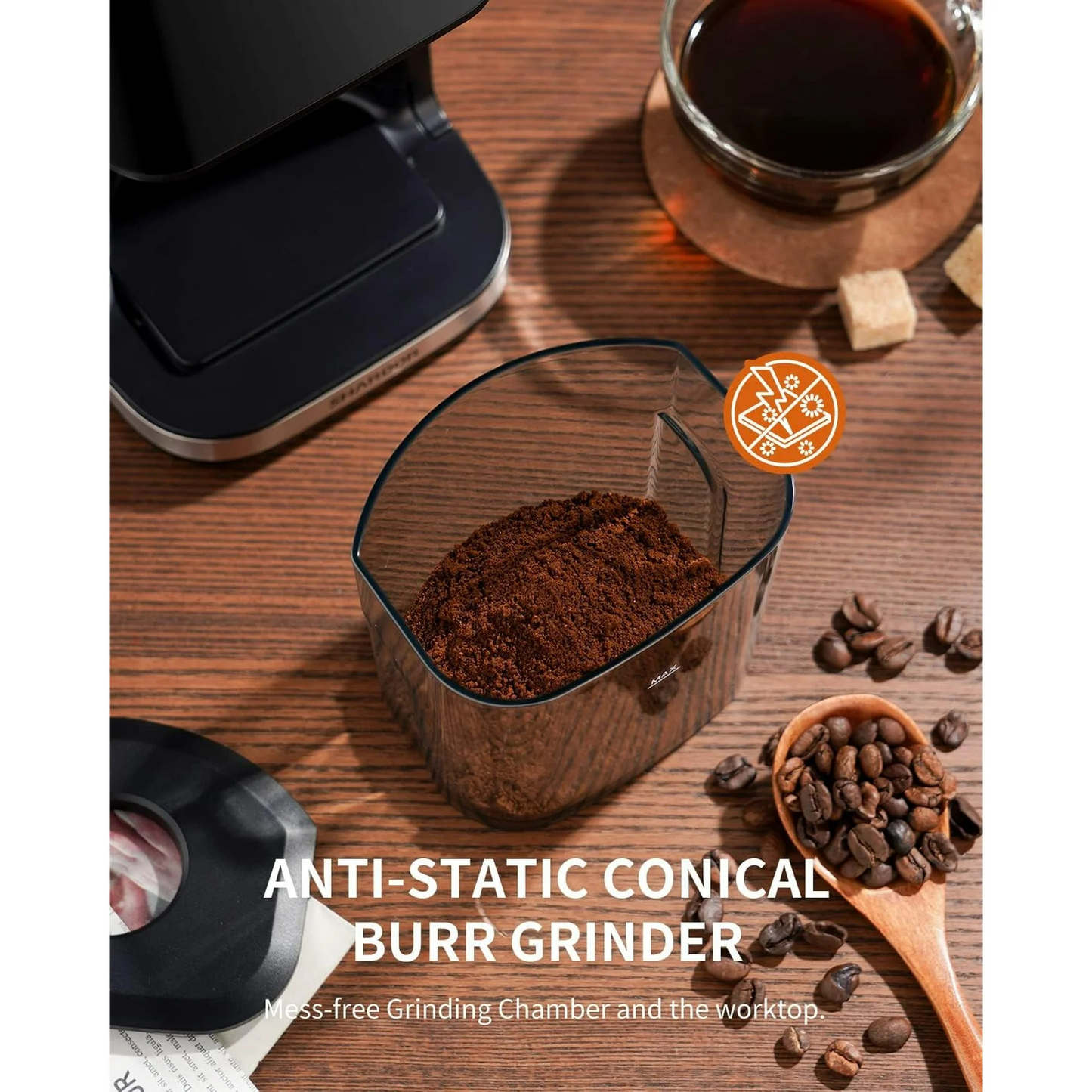 GDOR Conical Burr Espresso Coffee Grinder Electric with Precision Timer 2.0, Touchscreen Adjustable Burr Mill with 51 Precise Settings for Home Use, Anti-static, Stainless Steel